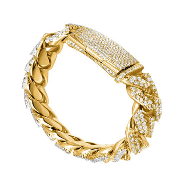 Diamond Flowerset Cuban in 14k Two Tone Gold 25.75 Ctw